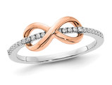 14K White and Rose Pink Gold Infinity Ring with Diamonds (Size 7)